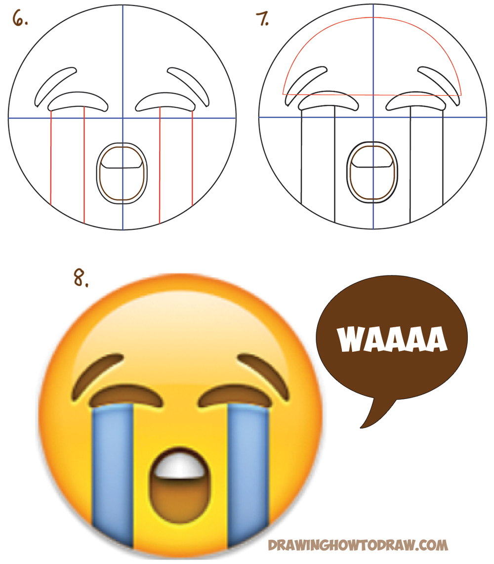 How to Draw Sobbing Crying Emoji Face with Easy Steps Lesson