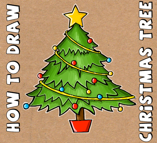 How to draw a Christmas Tree Step by Step | Easy drawings - YouTube
