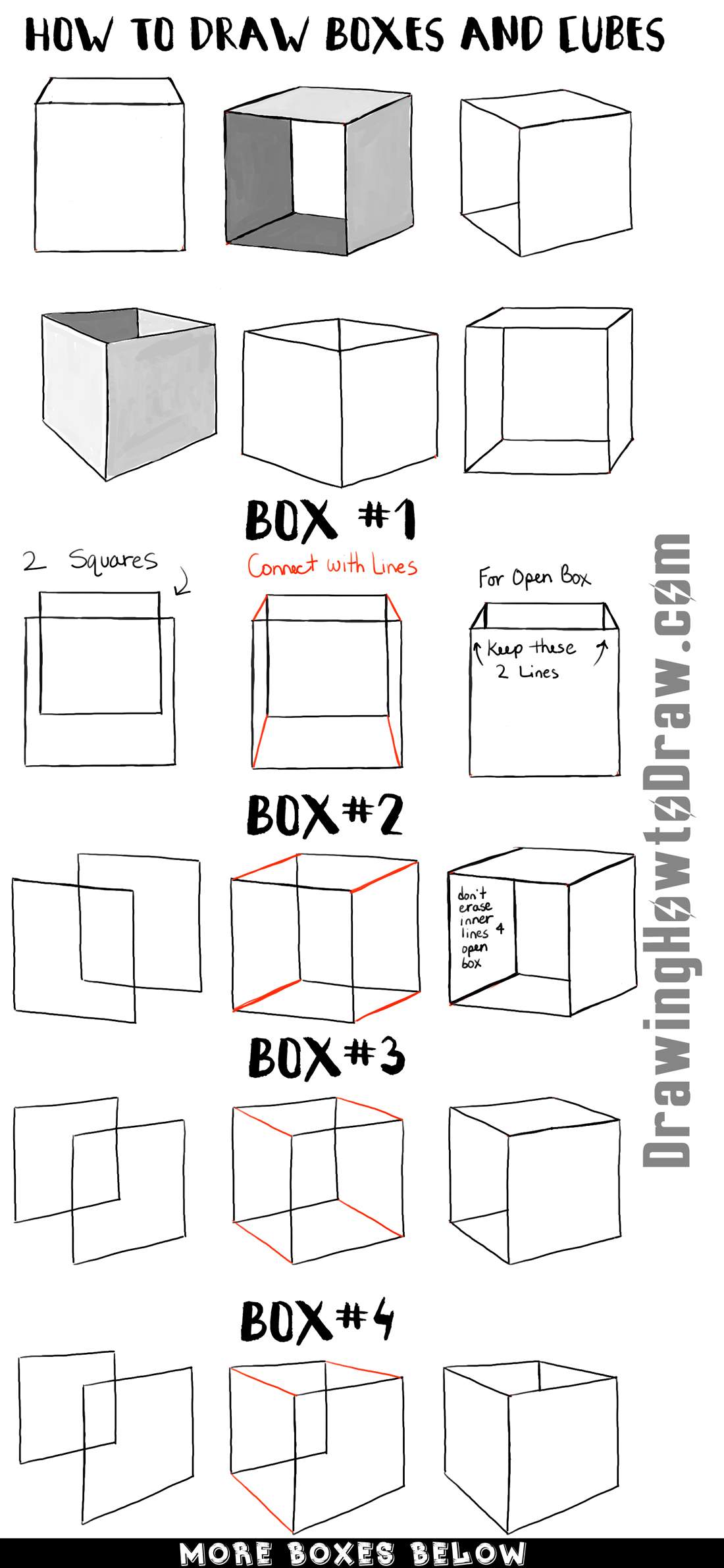 How to Draw Boxes and Cubes and How to Shade Them Step by Step