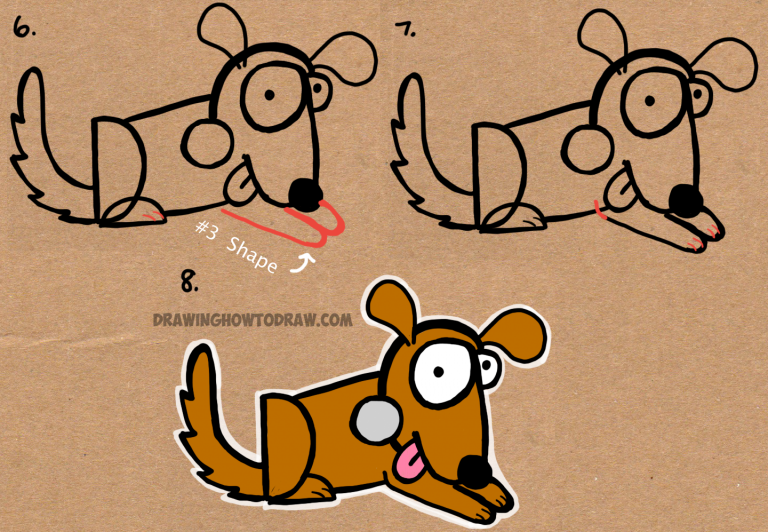 How to Draw Cartoon Dogs with the Word DOG in Easy Steps Tutorial for ...