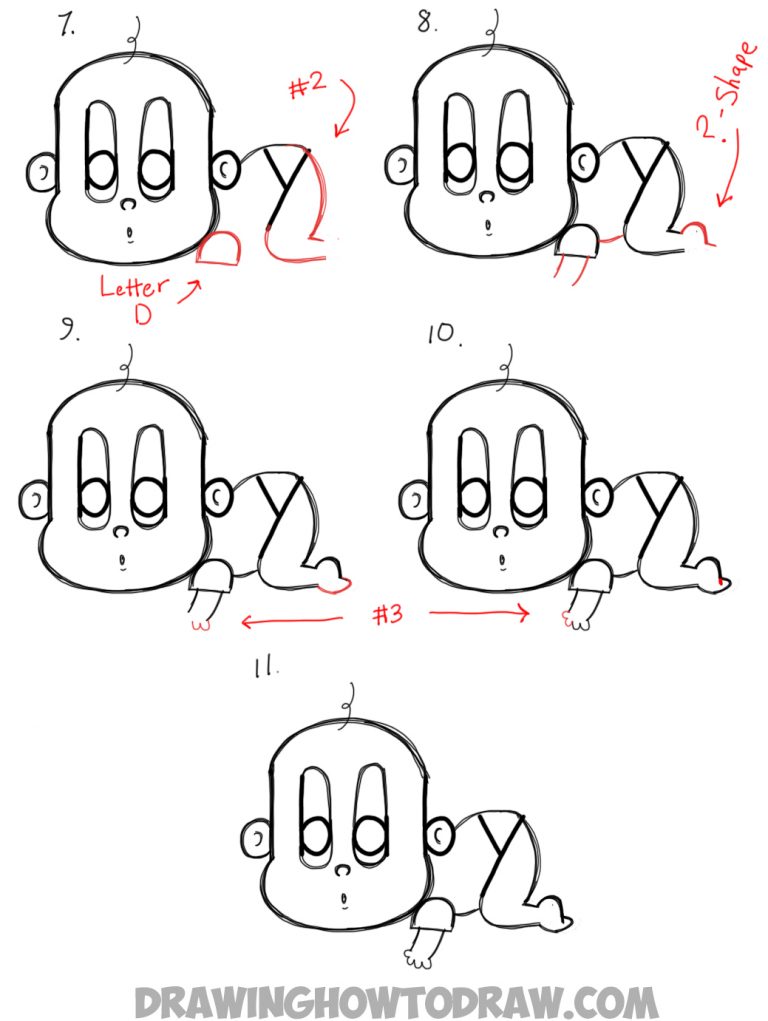 How to Draw a Cartoon Baby from the Word baby in Easy Steps Drawing ...