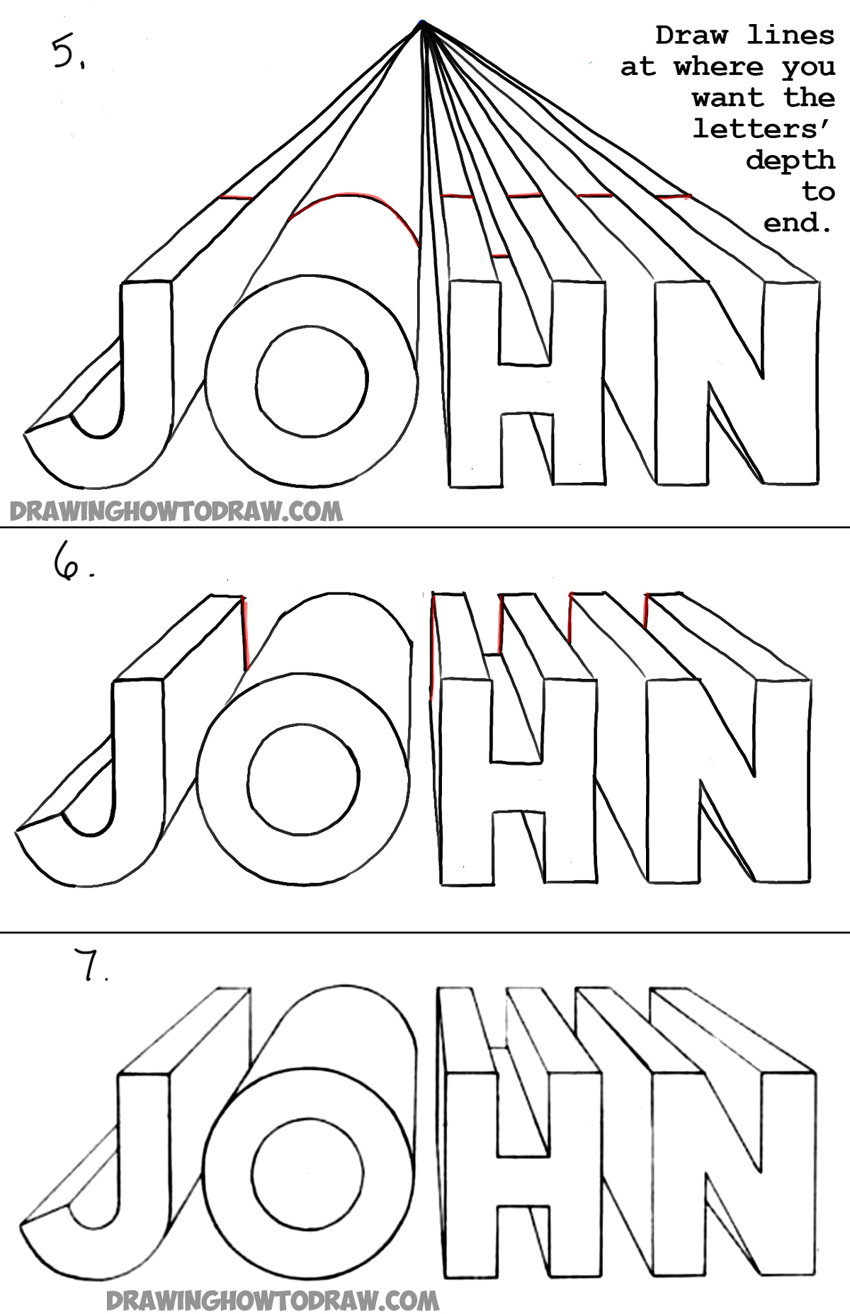 How To Draw 3D Letters In One Point Perspective Perspective Drawing 