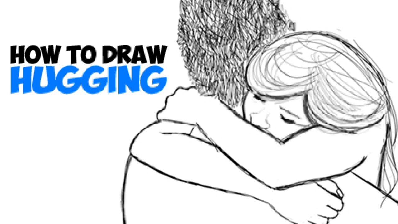 hugging from behind drawing
