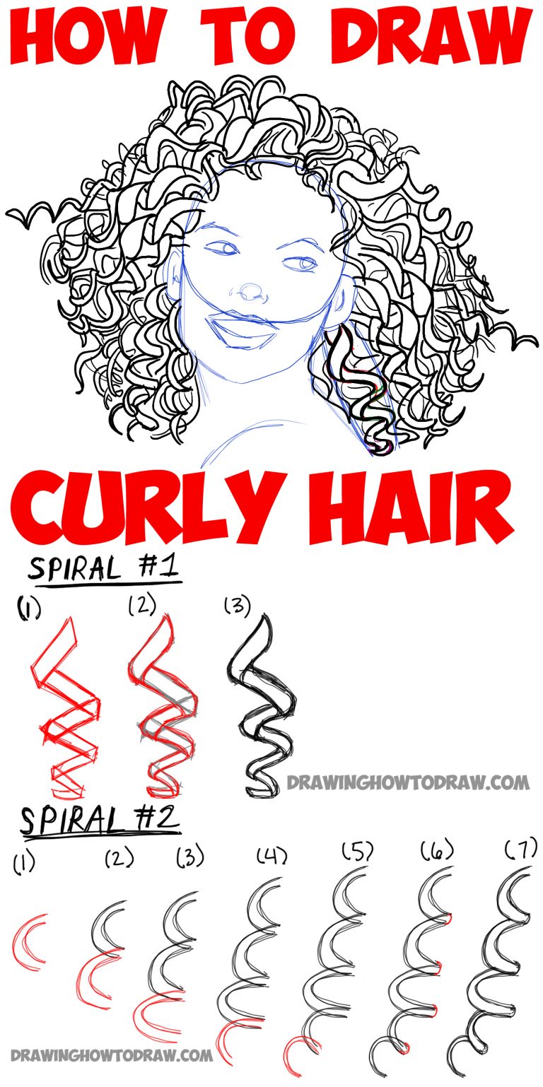 How to Draw Curly Hair : Drawing Spiral Curls Tutorial – How to Draw ...