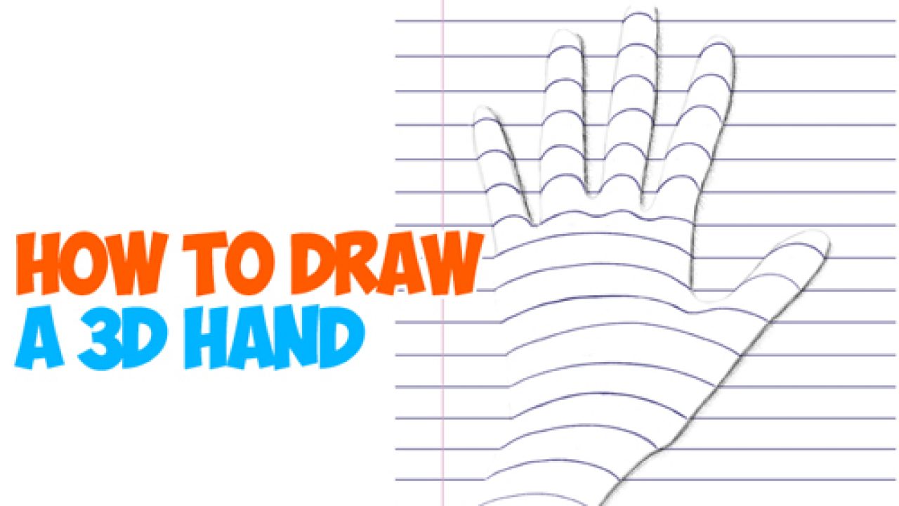 How To Draw A 3d Hand On Notebook Paper Drawing Trick For Kids How To Draw Step By Step Drawing Tutorials