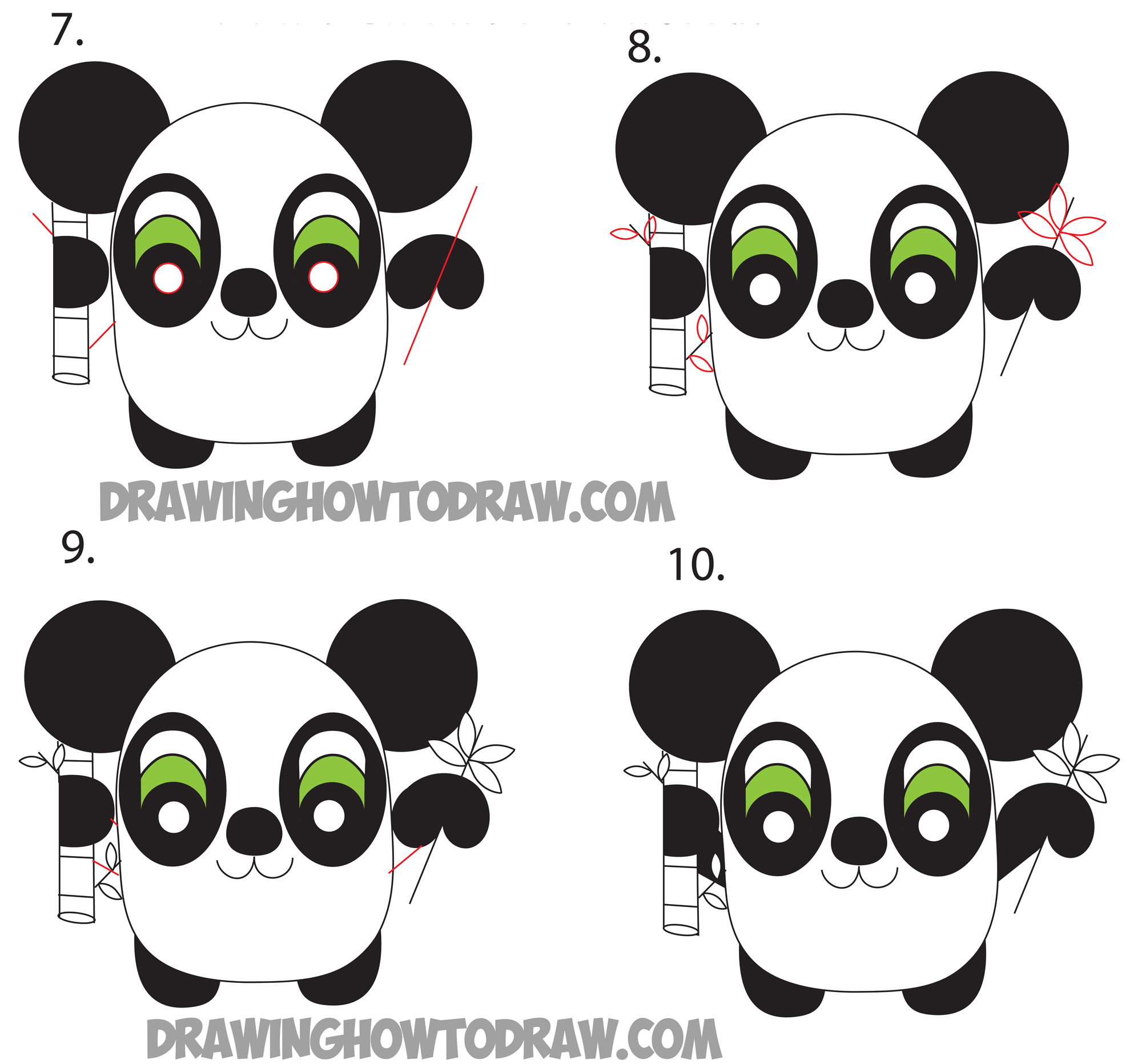 Giant Panda Bamboo Drawing - Cute Panda With Bamboo Drawing, HD Png  Download , Transparent Png Image - PNGitem