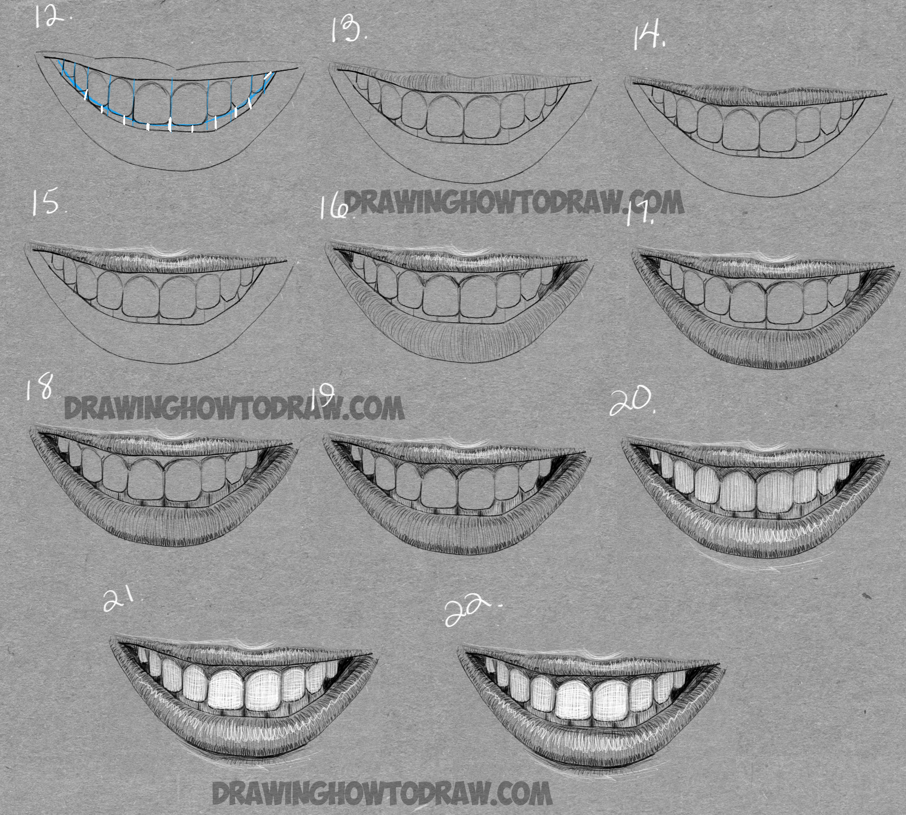 How To Draw A Mouth Full Of Teeth Drawing A Smiling Mouth And Teeth Step By Step Drawing Tutorial How To Draw Step By Step Drawing Tutorials