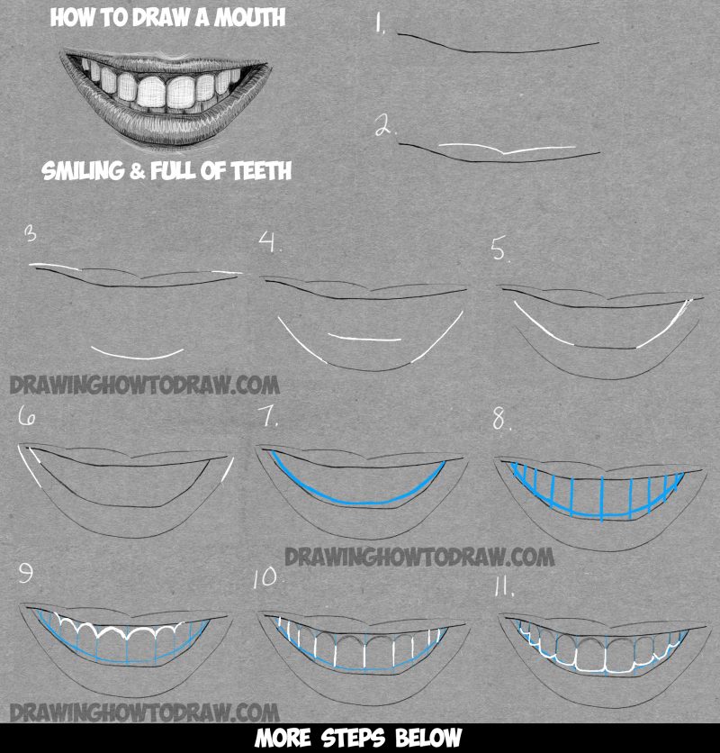 How To Draw A Mouth Full Of Teeth : Drawing A Smiling Mouth And Teeth ...