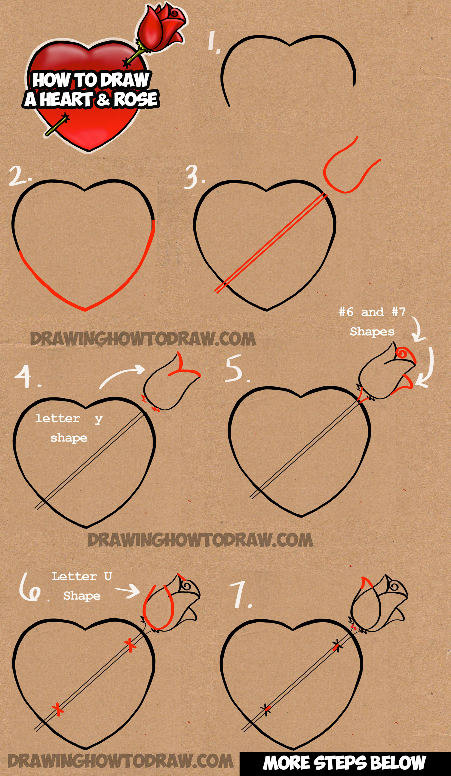 how to draw hearts with flowers