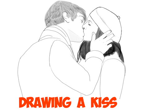 Romantic Kissing Couple Drawing - Stock Illustration [50762901] - PIXTA