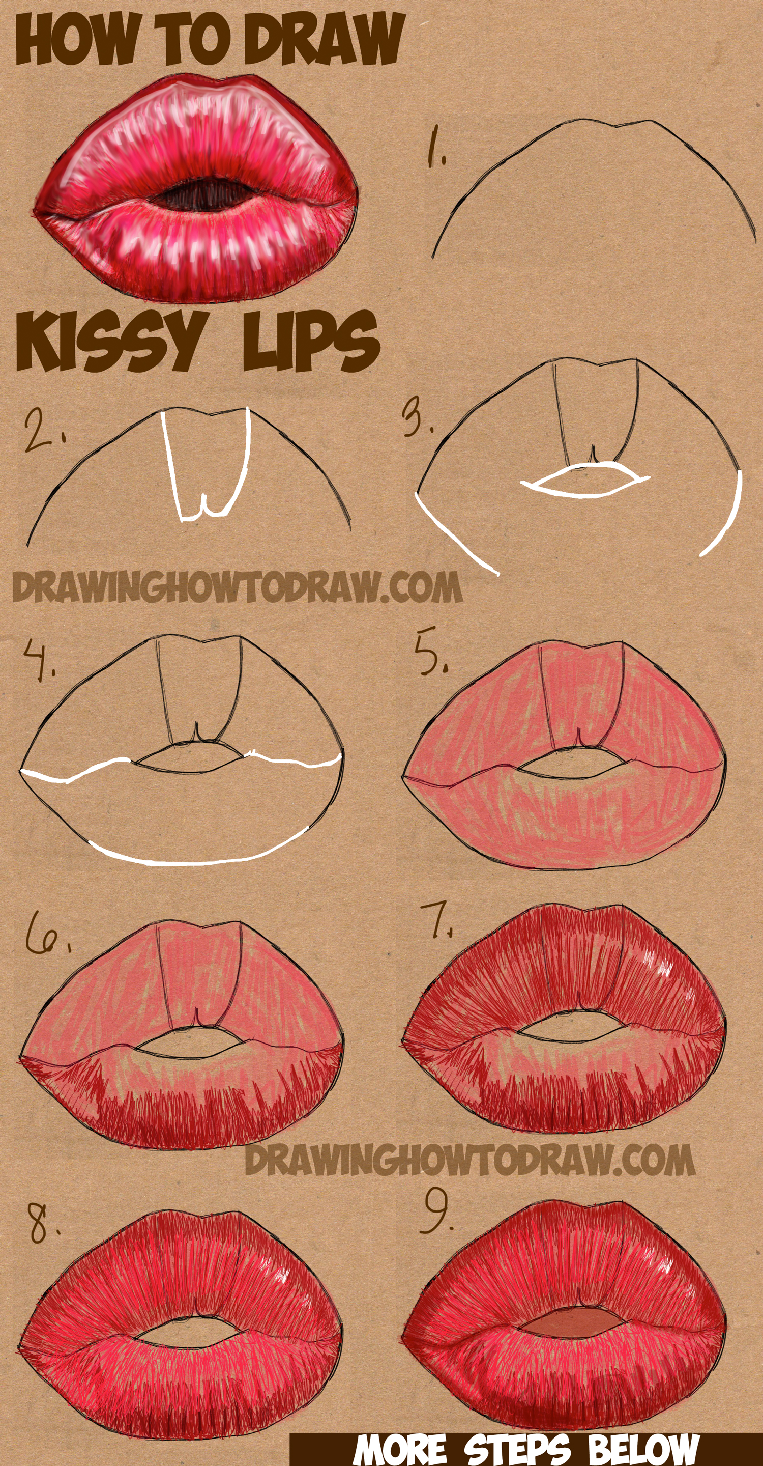 Modernalternativemama | Easy to draw kissing lips for beginners
