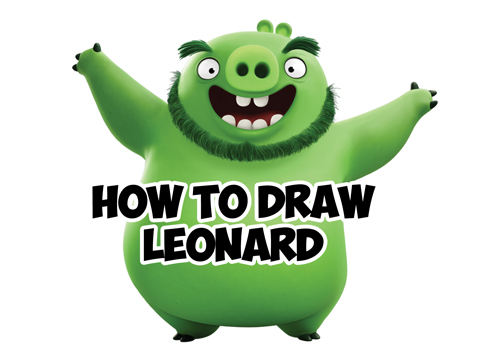 how to draw leonard the pig from angry birds movie