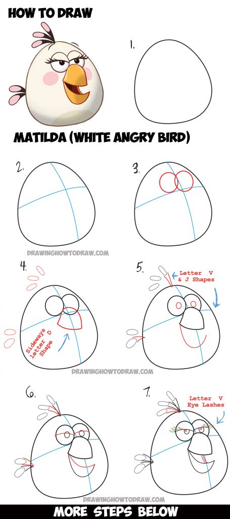 How to Draw Matilda – the White Angry Bird – from The Angry Birds Movie ...