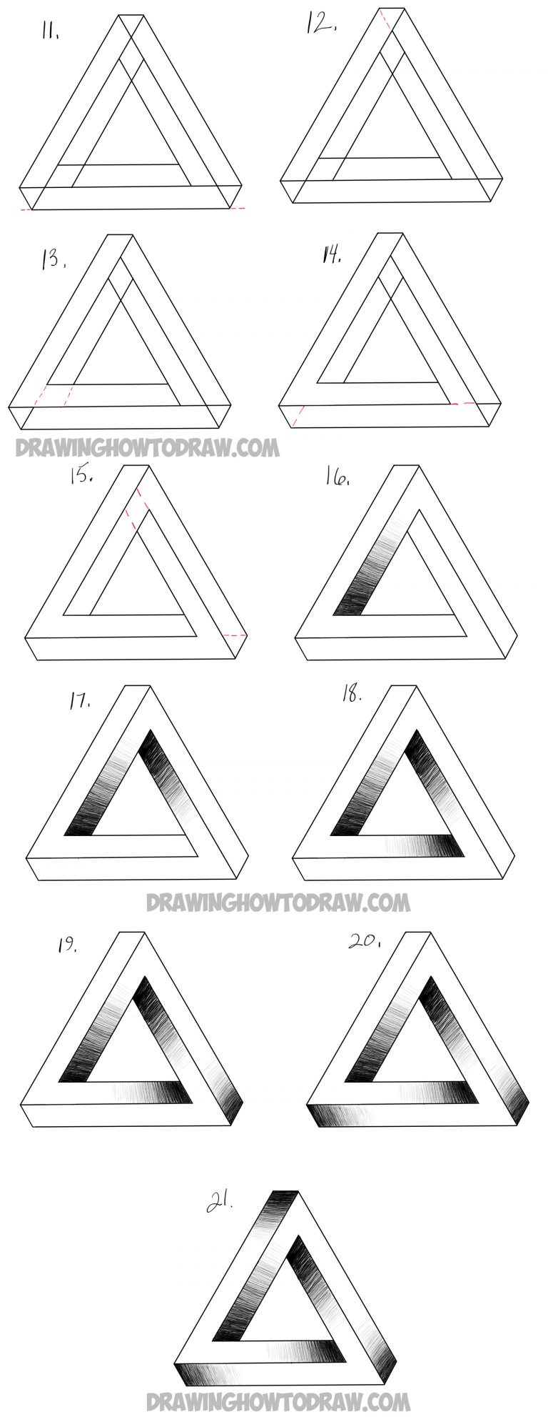 How to Draw an Impossible Triangle Easy Step by Step Drawing Tutorial