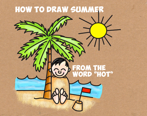 Cartoon Beach Coloring Page | Easy Drawing Guides