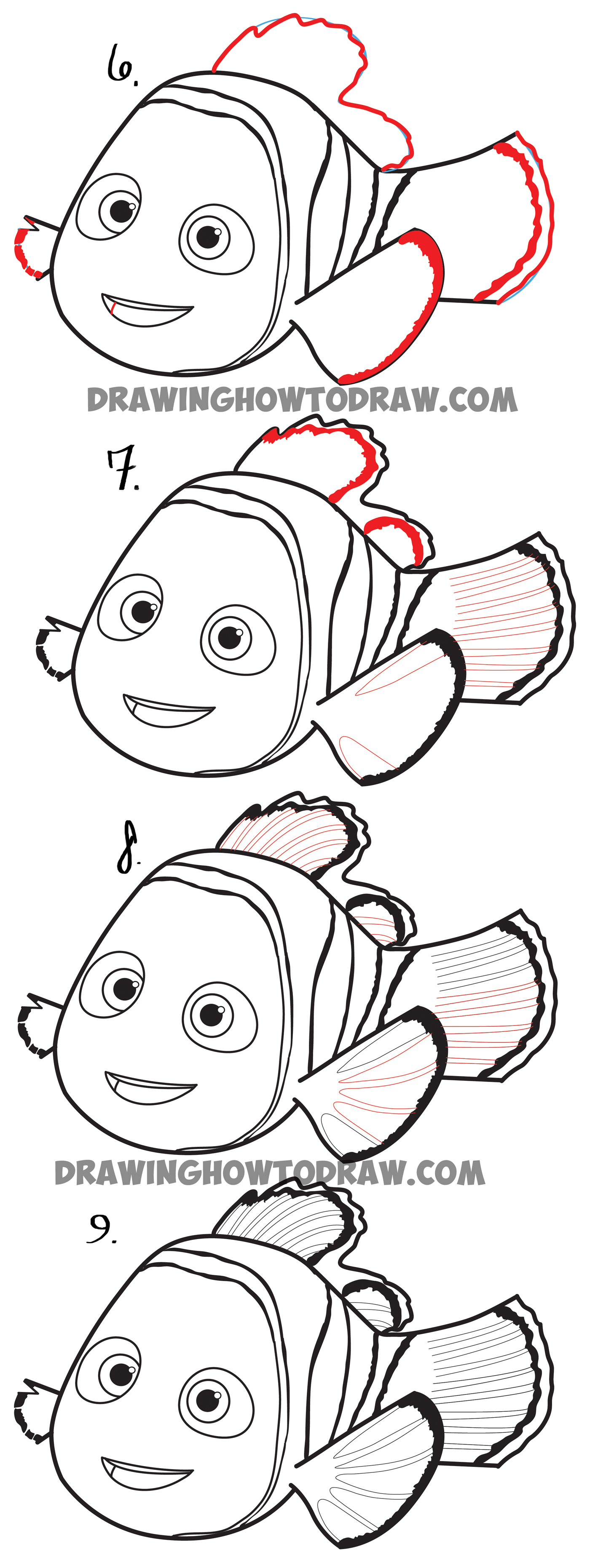 How to Draw Nemo from Disney's Finding Dory Step by Step Drawing