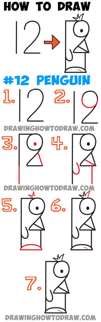 How to Draw Cute Cartoon Penguin from #12 – Easy Step by Step Drawing ...