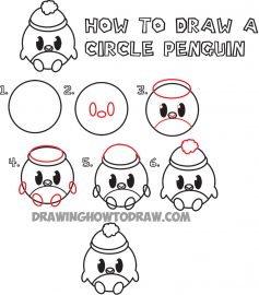 Big Guide to Drawing Cute Circle Animals Easy Step by Step Drawing ...