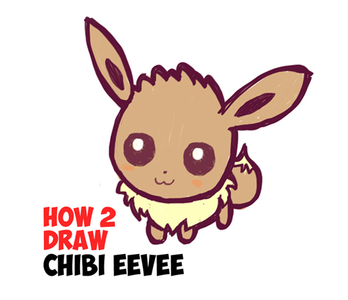 How To Draw Cute Baby Chibi Eevee From Pokemon Easy Step By