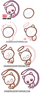 How to Draw Cute Baby Chibi Mew from Pokemon Easy Step by Step Drawing ...