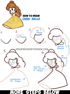 How to Draw Cute Baby Chibi Belle from Beauty and the Beast - Easy ...