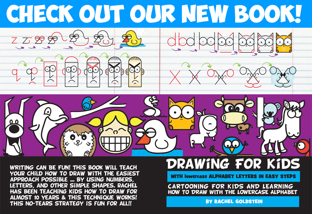 how to draw cartoons and drawings from lowercase letters - drawing book for kids