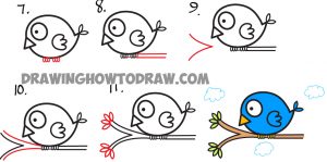 How To Draw Cute Cartoon Bird Illustration From Arrow Shape – Easy 