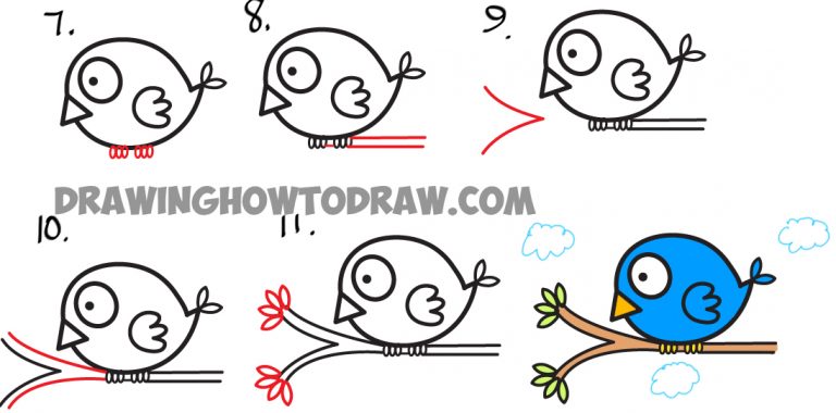 How to Draw Cute Cartoon Bird Illustration from Arrow Shape – Easy ...