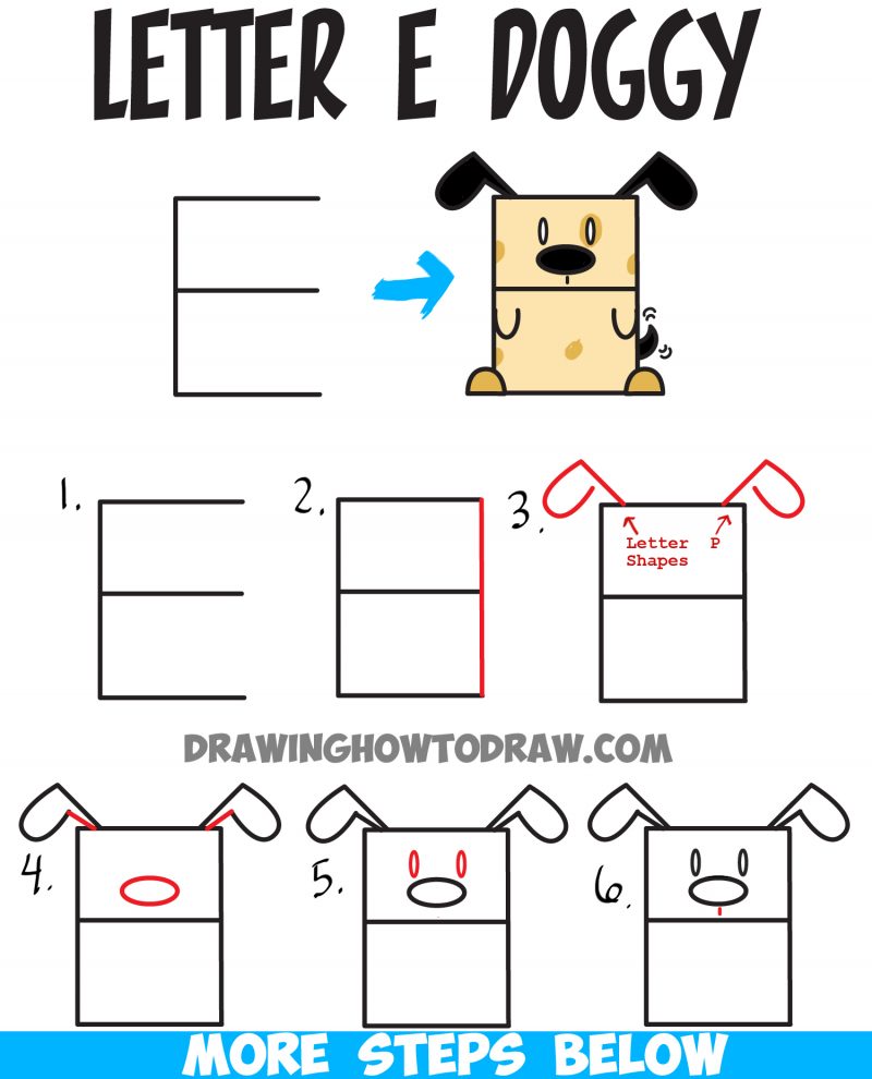 Huge Guide to Drawing Cartoon Characters from Uppercase Letter E – Easy ...