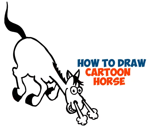 how to draw a cartoon horse running