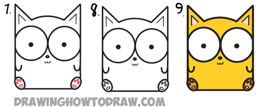 Learn How to Draw Cartoon Baby Kitty Cat or Kitten from Letters Simple