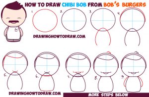 How to Draw Chibi Bob (Dad) from Bob’s Burgers in Easy Steps Lesson ...