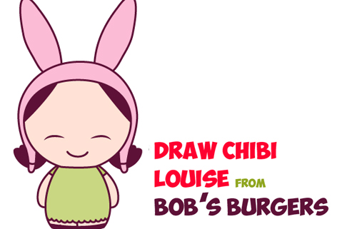 How to Draw Kawaii Chibi Louise from Bob's Burgers in Easy Steps Drawing  Tutorial - How to Draw Step by Step Drawing Tutorials