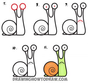 How to Draw Cartoon Snail from Lowercase Letter a – Easy Step by Step ...