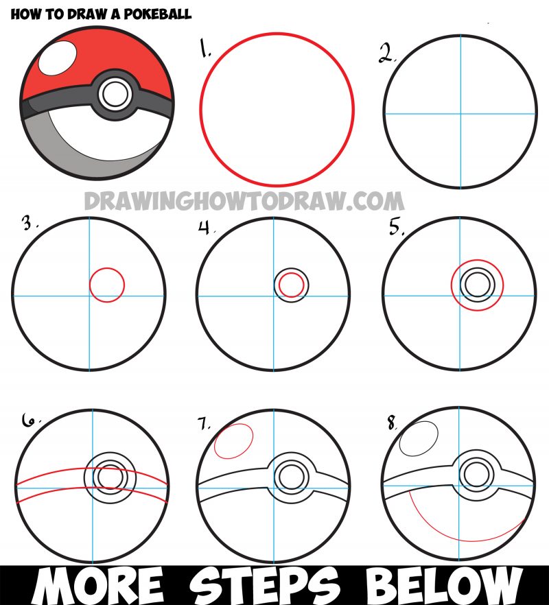 How To Draw A Pokeball From Pokemon Easy Step By Step Drawing   Howtodraw Pokeball Pokemon 800x882 