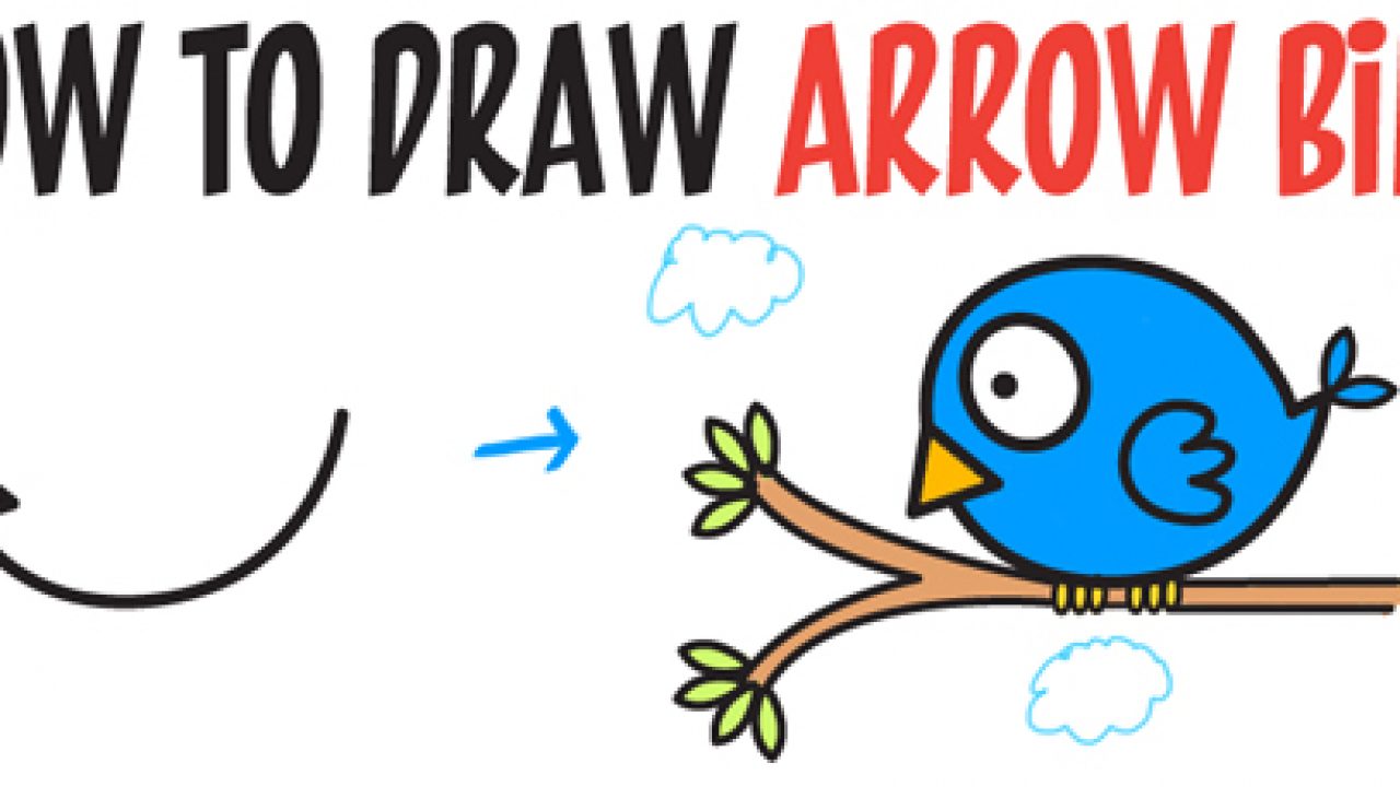 How to Draw Cute Cartoon Bird Illustration from Arrow Shape  Easy Tutorial  for Kids  How to Draw Step by Step Drawing Tutorials