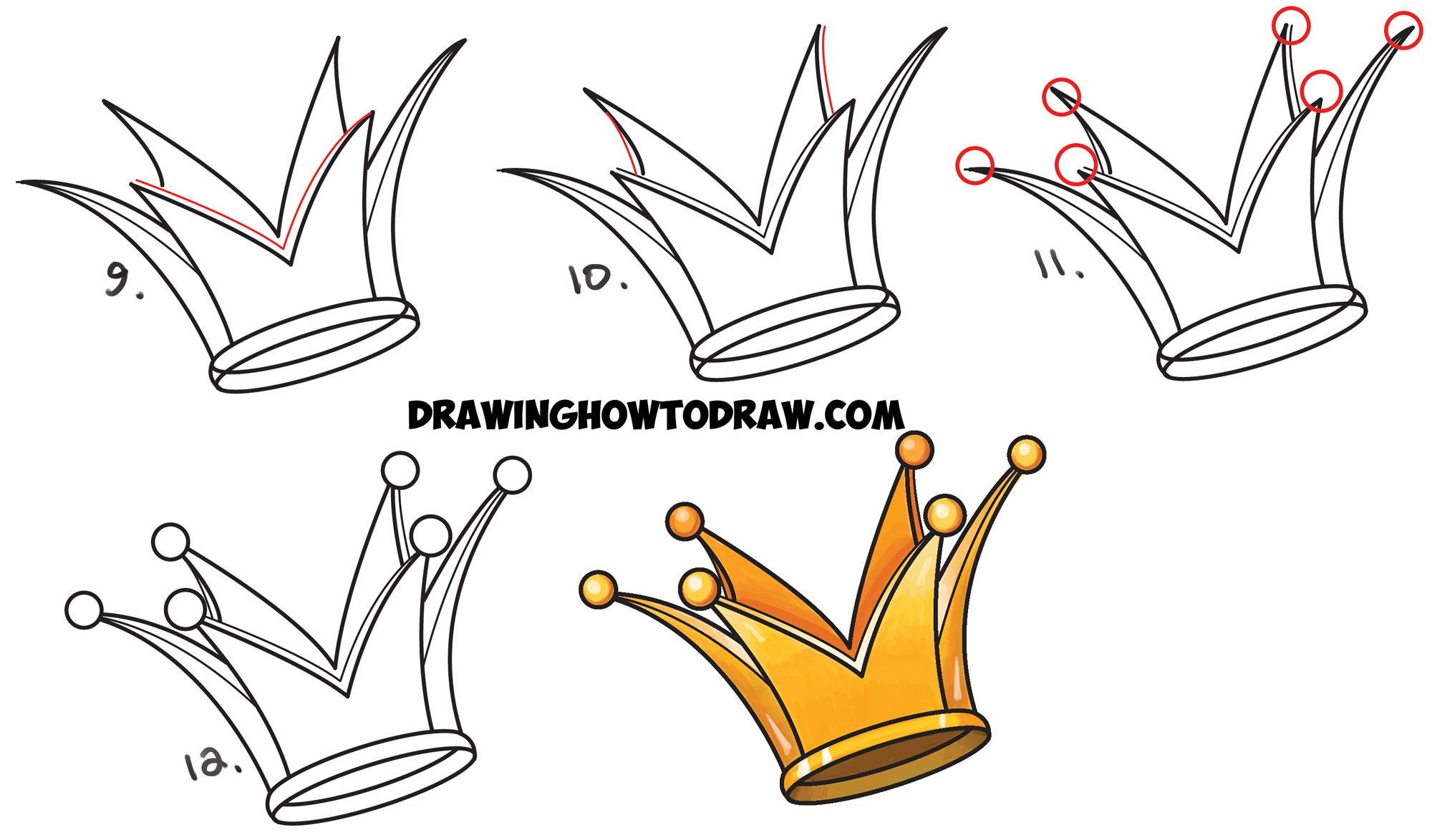 How to Draw a Crown (easy step by step) 👑