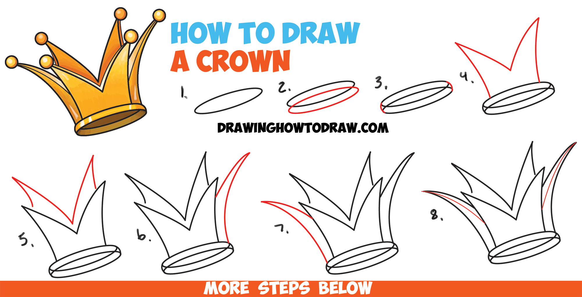 How To Draw A Crown Drawing Cartoon Crowns Easy Step By Step