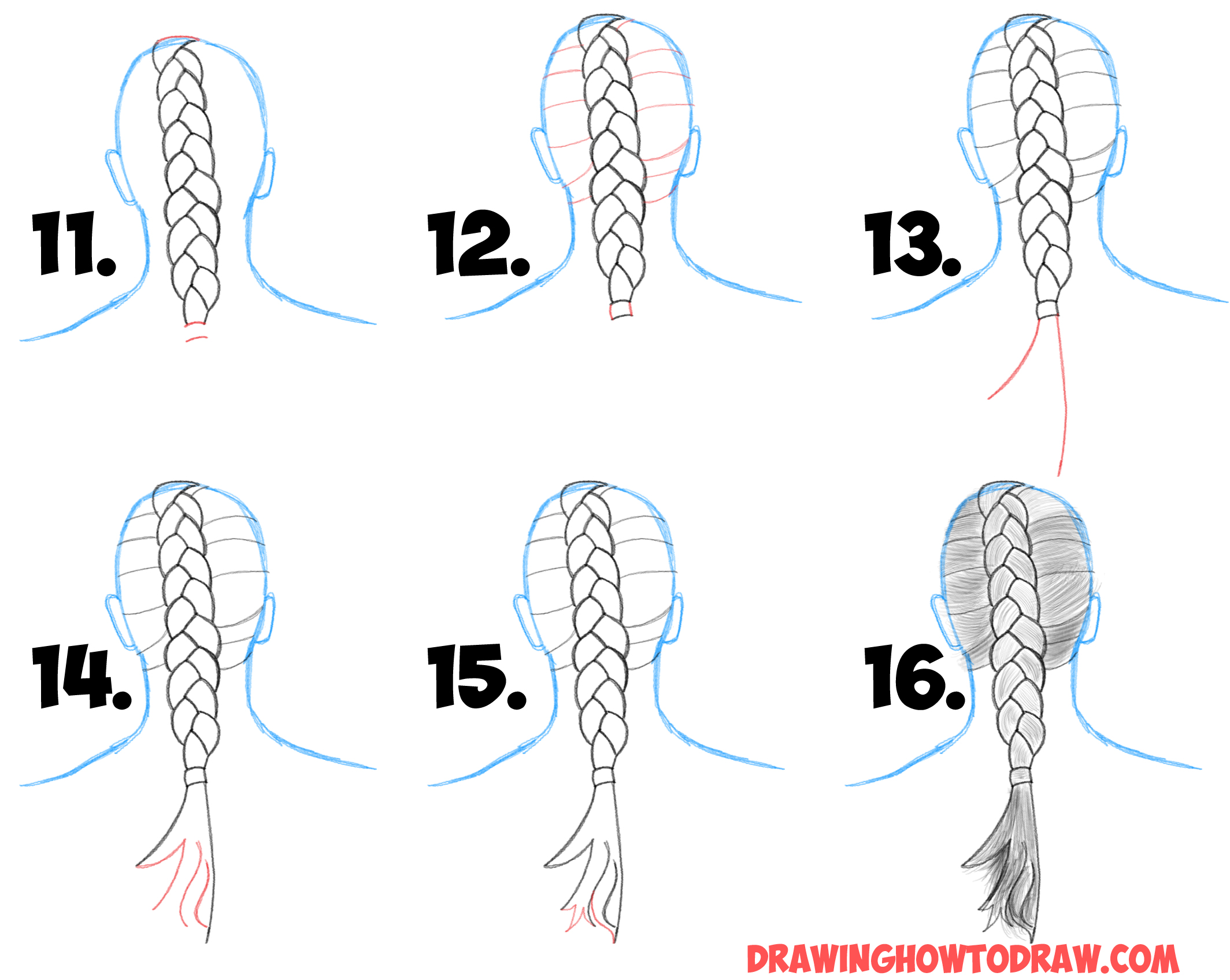 How to Draw Braids with Easy Step by Step Drawing Tutorial How to