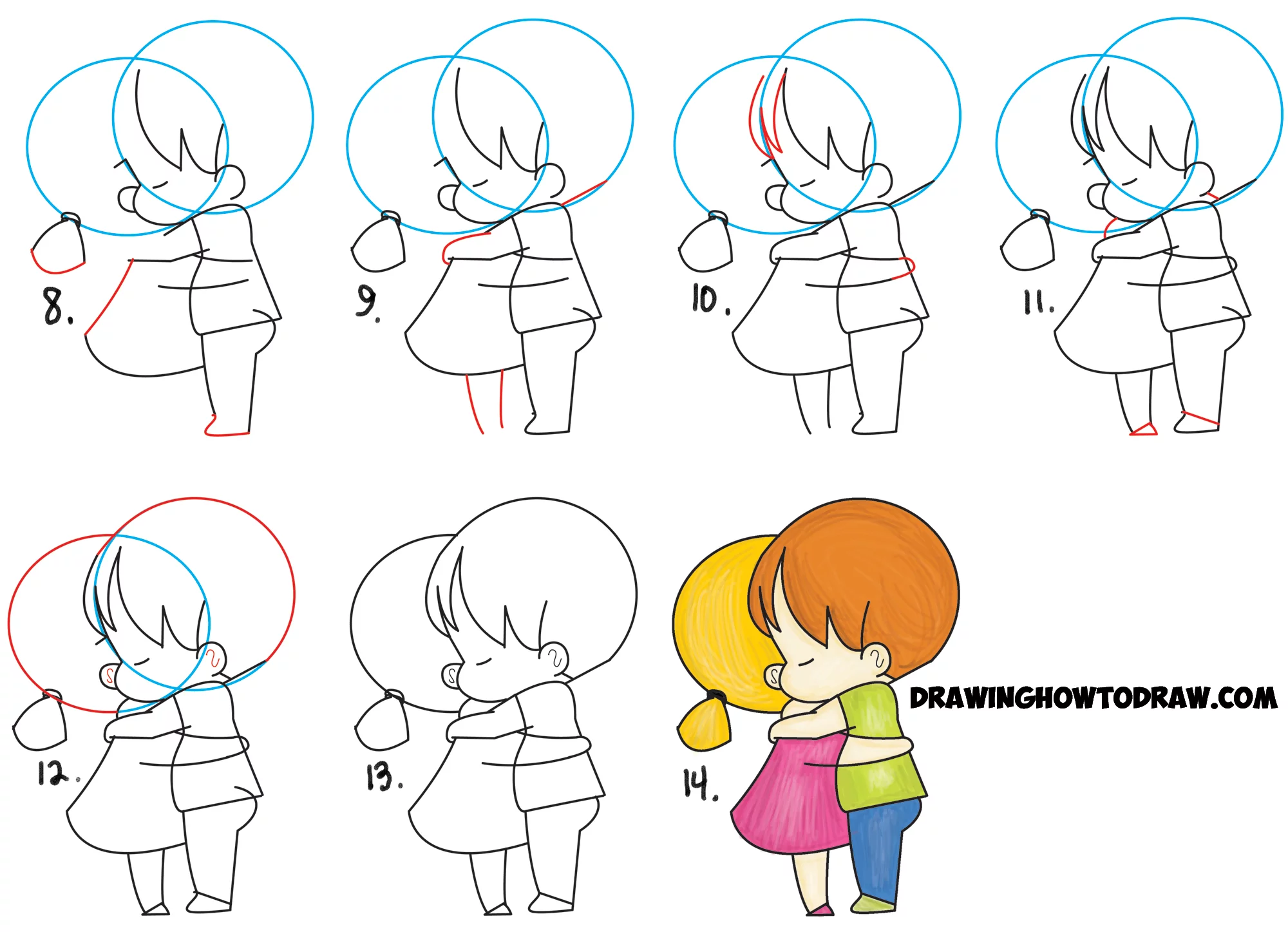 girl and boy hugging drawing