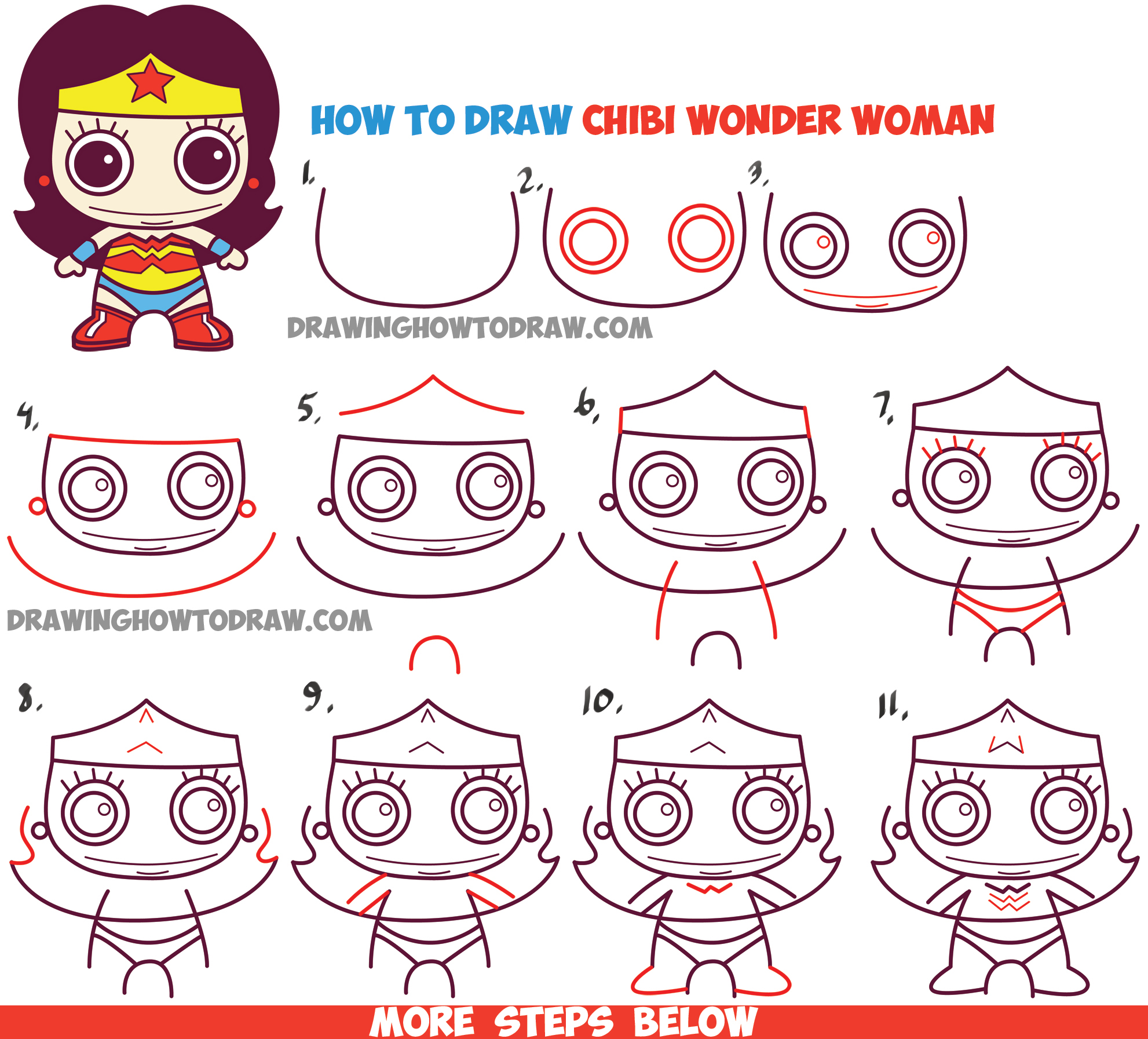 How to Draw Wonder Woman - Really Easy Drawing Tutorial