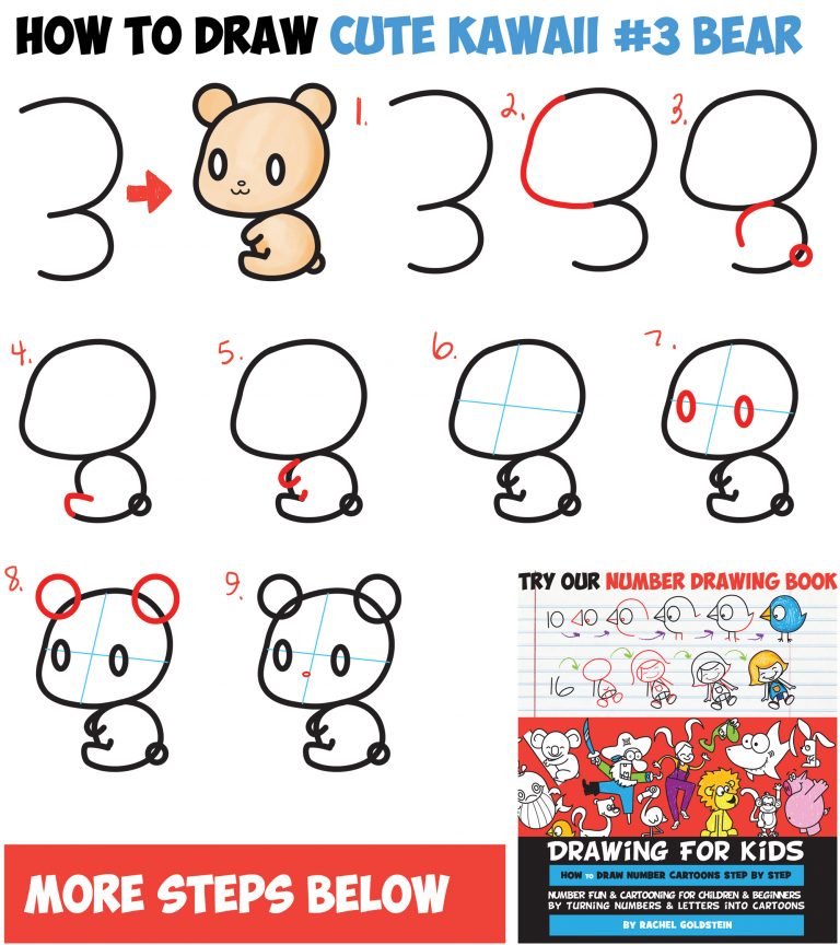 How to Draw Cute Chibi / Kawaii Characters with Number 3 Shapes - Easy ...