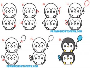 How to Draw Cute Kawaii Penguins Stacked from #8 with Easy Step by Step ...