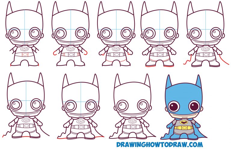 How to Draw Cute Chibi Batman from DC Comics in Easy Step by Step ...