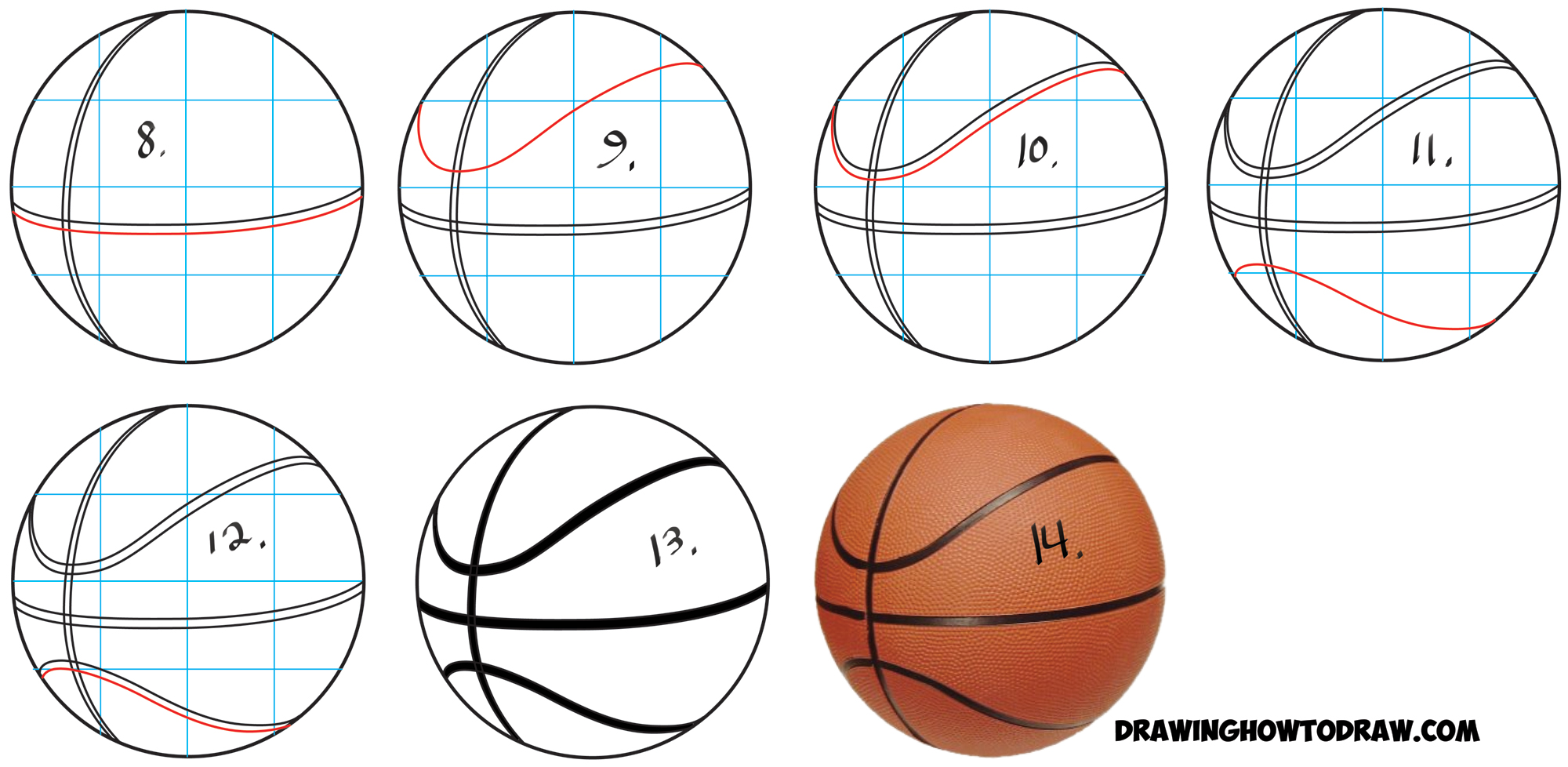 how to draw a basket ball
