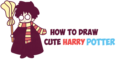 Learn How to Draw Cute Harry Potter (Chibi / Kawaii) Simple Steps Drawing Lesson