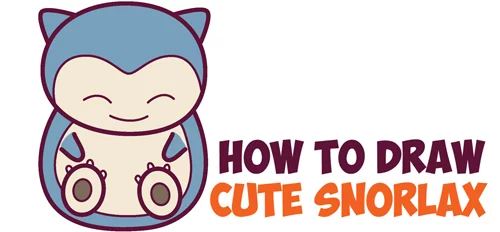 How to Draw Cute Snorlax (Chibi / Kawaii) from Pokemon in Easy ...