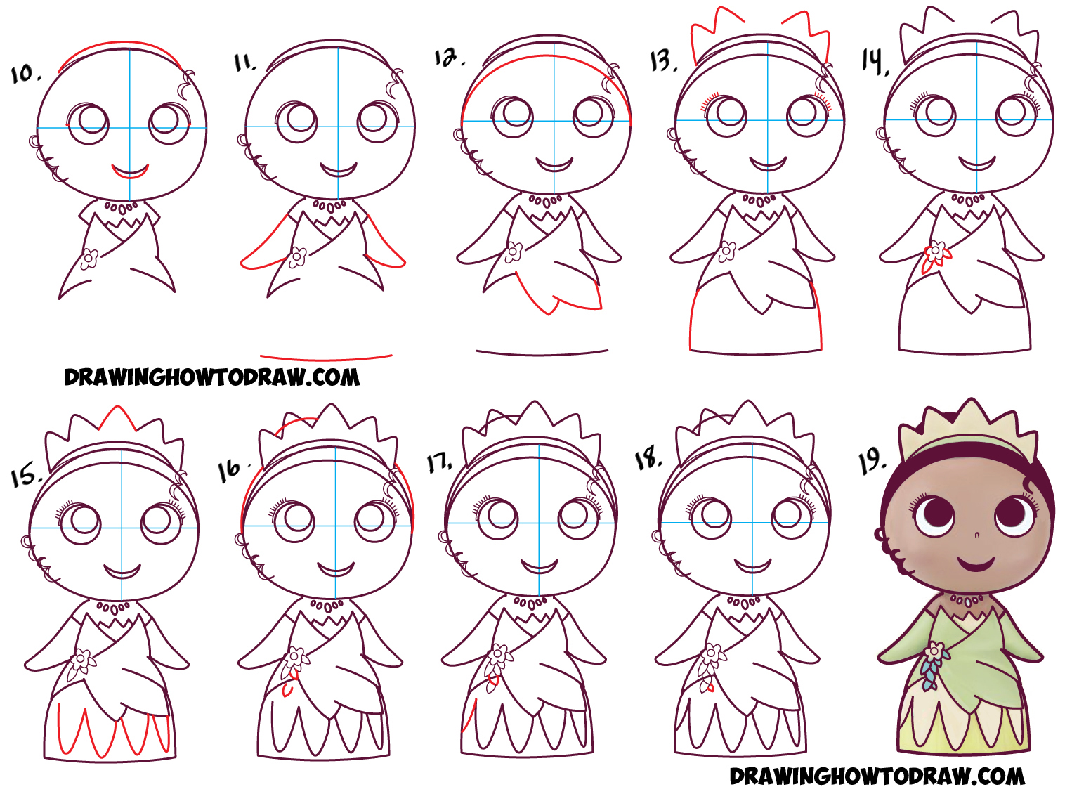 How to Draw Cute Baby Chibi Kawaii Tiana the Disney Princess How to