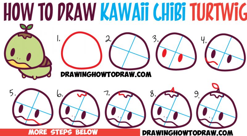 How to Draw Cute Kawaii Chibi Turtwig from Pokemon – Simple Drawing ...