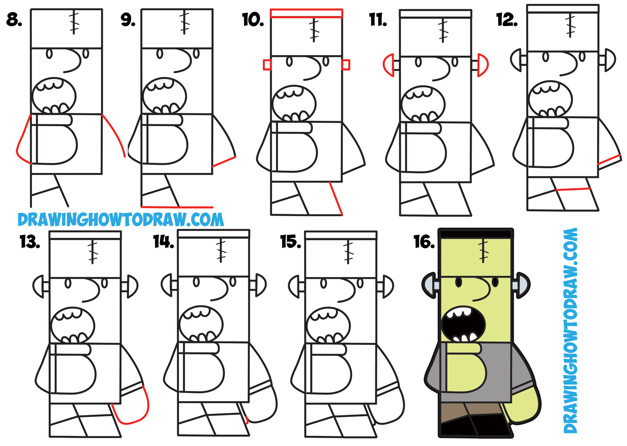 How to Draw Cartoon Frankenstein's Monster from "Frank" Word Cartoons
